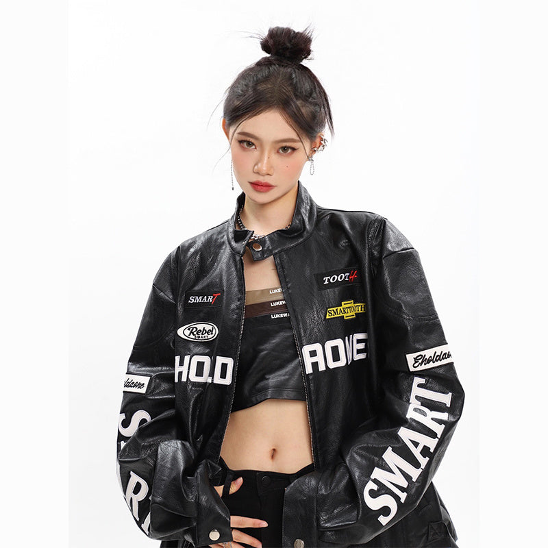 Women's Loose Letter Racing Jacket