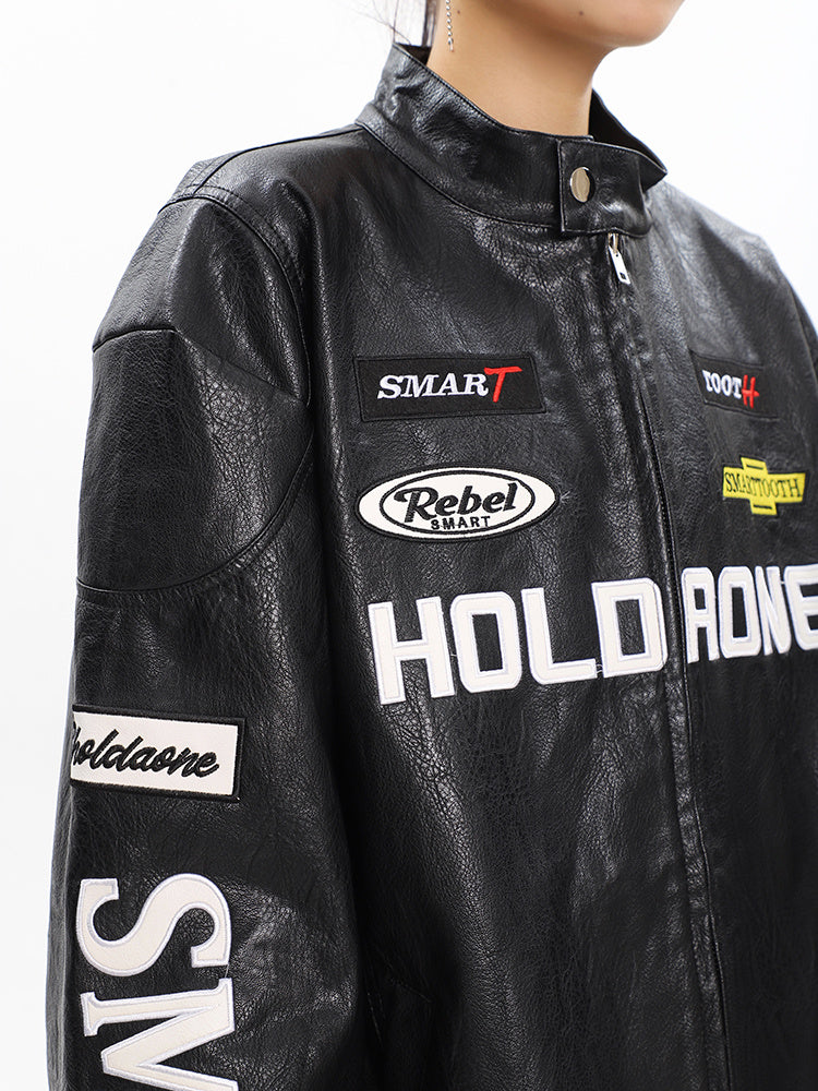 Women's Loose Letter Racing Jacket