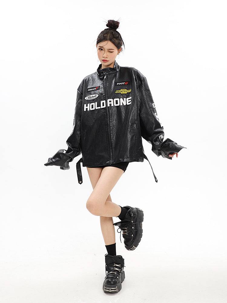 Women's Loose Letter Racing Jacket